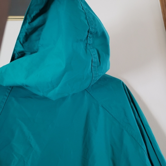 Vintage LL Bean women Large Green Anorak Nylon Windbreaker Hooded 1/4 Zip Jacket - Picture 3 of 7